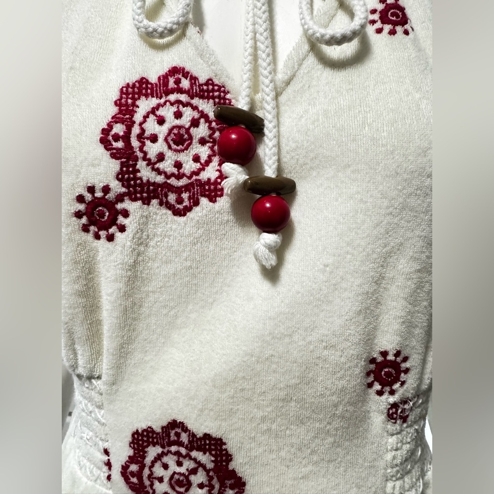 Juicy Couture Fashion Angel Cherry Red Sonia Floral EmbroideryTerry Mini Dress M - Picture 13 of 14
